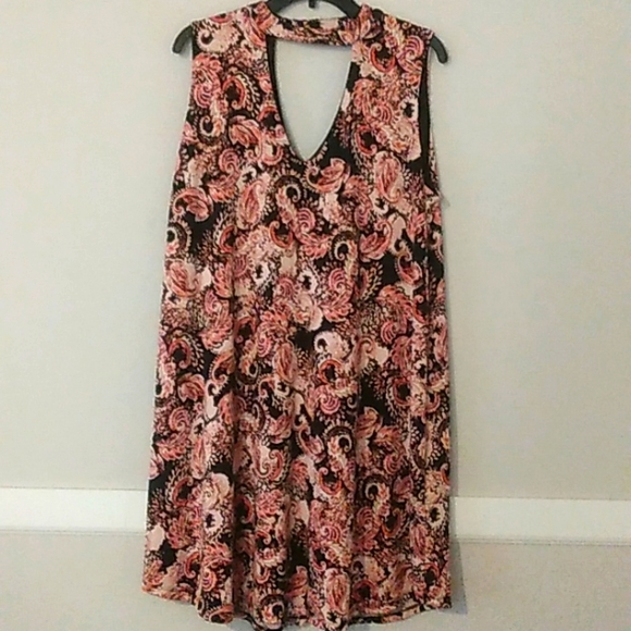 1X Emma & Michele pink and black floral pattern dress - Picture 1 of 3